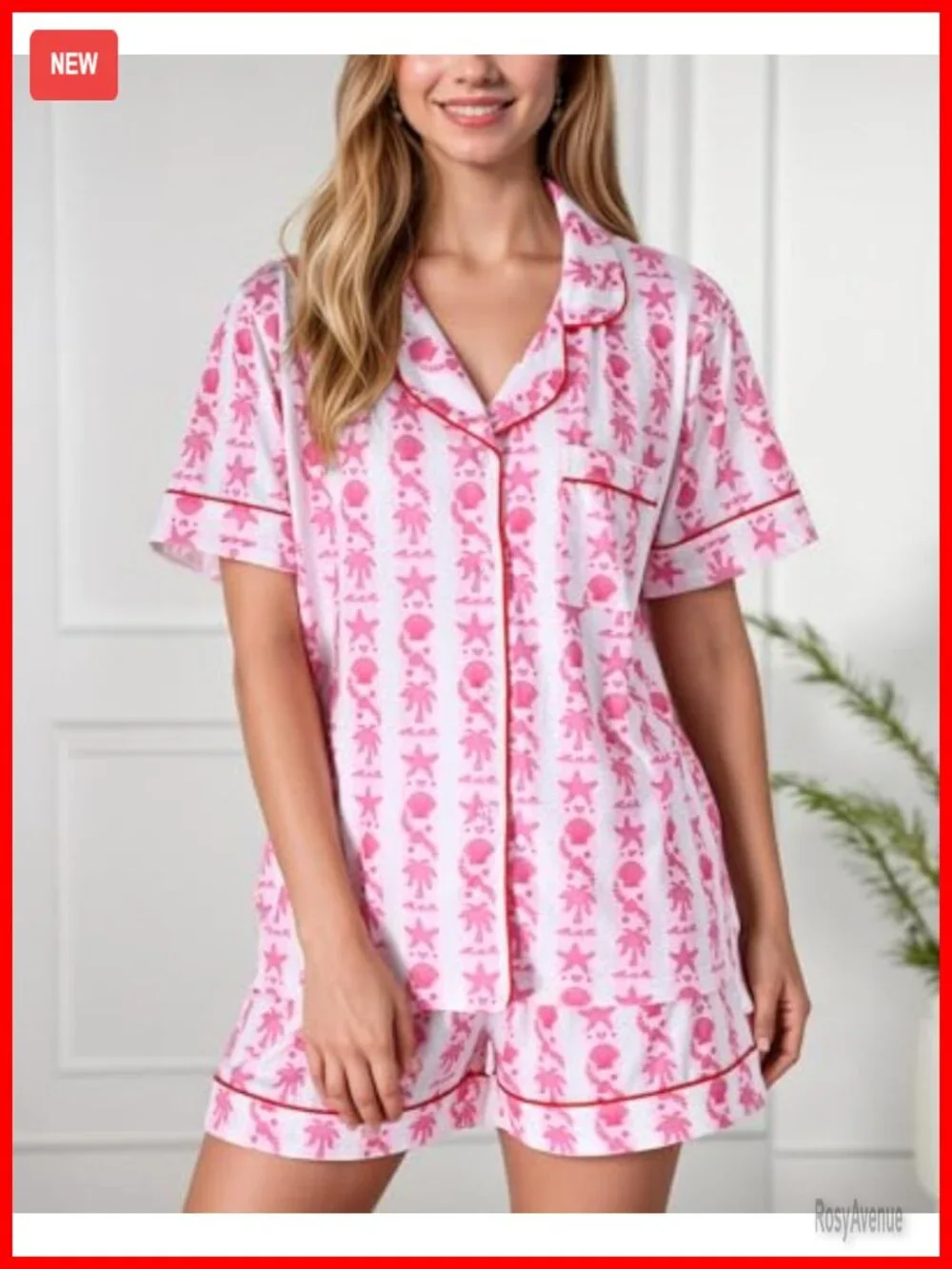 Women's Pajama Set Short Sleeve Top & Shorts Summer Matching Loungewear